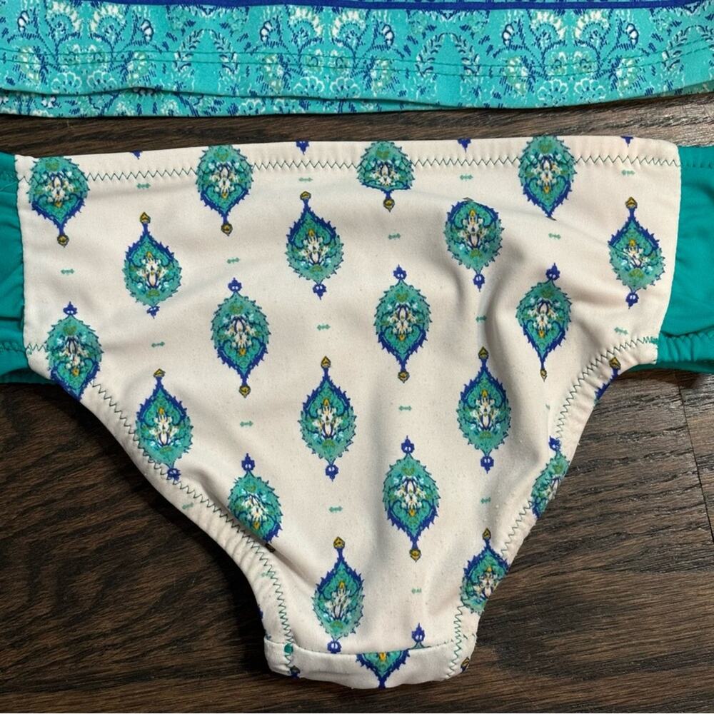 Cabana Life Rash Guard Bikini Set White Green Print 6-12 Months - Picture 8 of 10